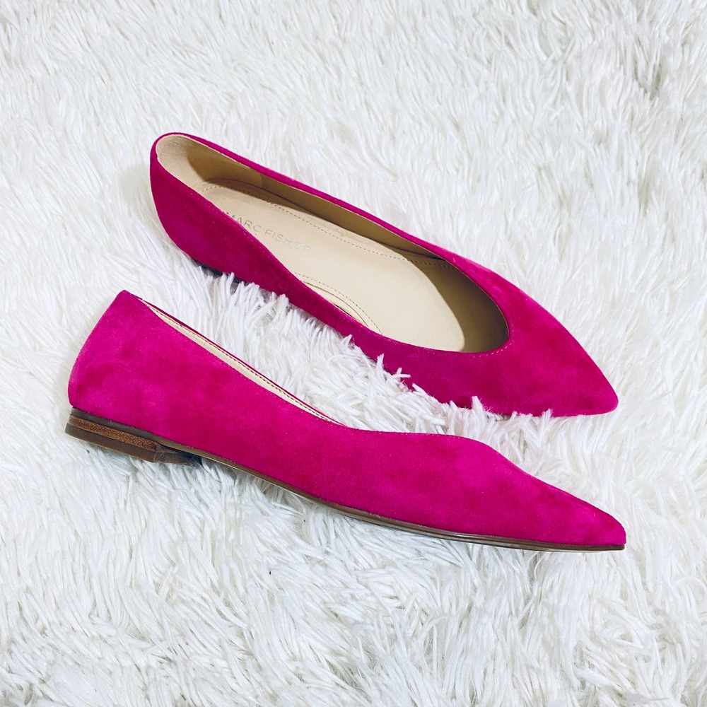Marc Fisher Analia Leather Flats Pointed Toe Pink Size 5.5 M